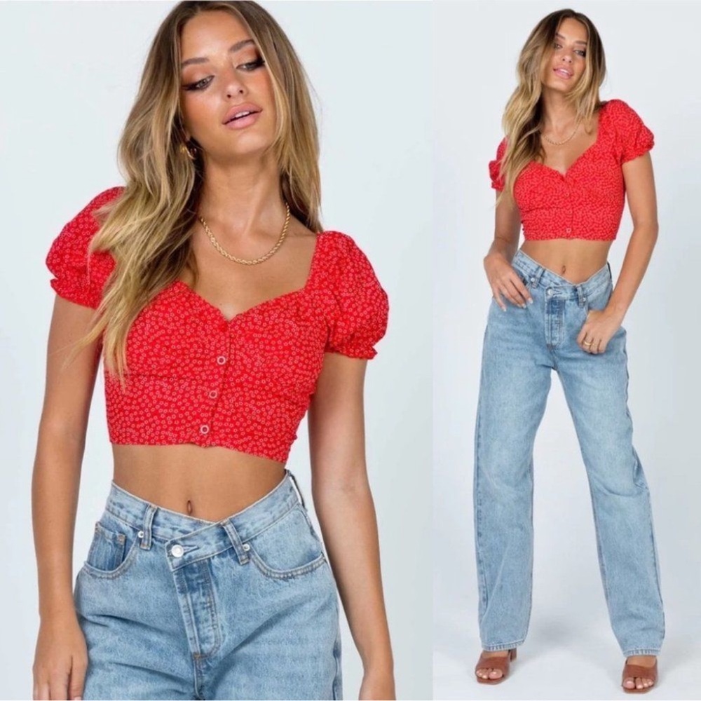 Princess Polly Laura red crop top